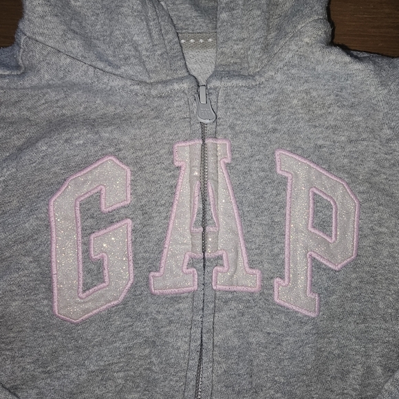 Girls size 5 GAP hoodie grey and pink letters with glitter - Picture 4 of 4